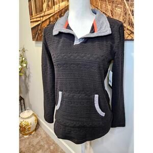 Nwt Cuddl Duds Women's Fleece Pullover XS with Grey Trim